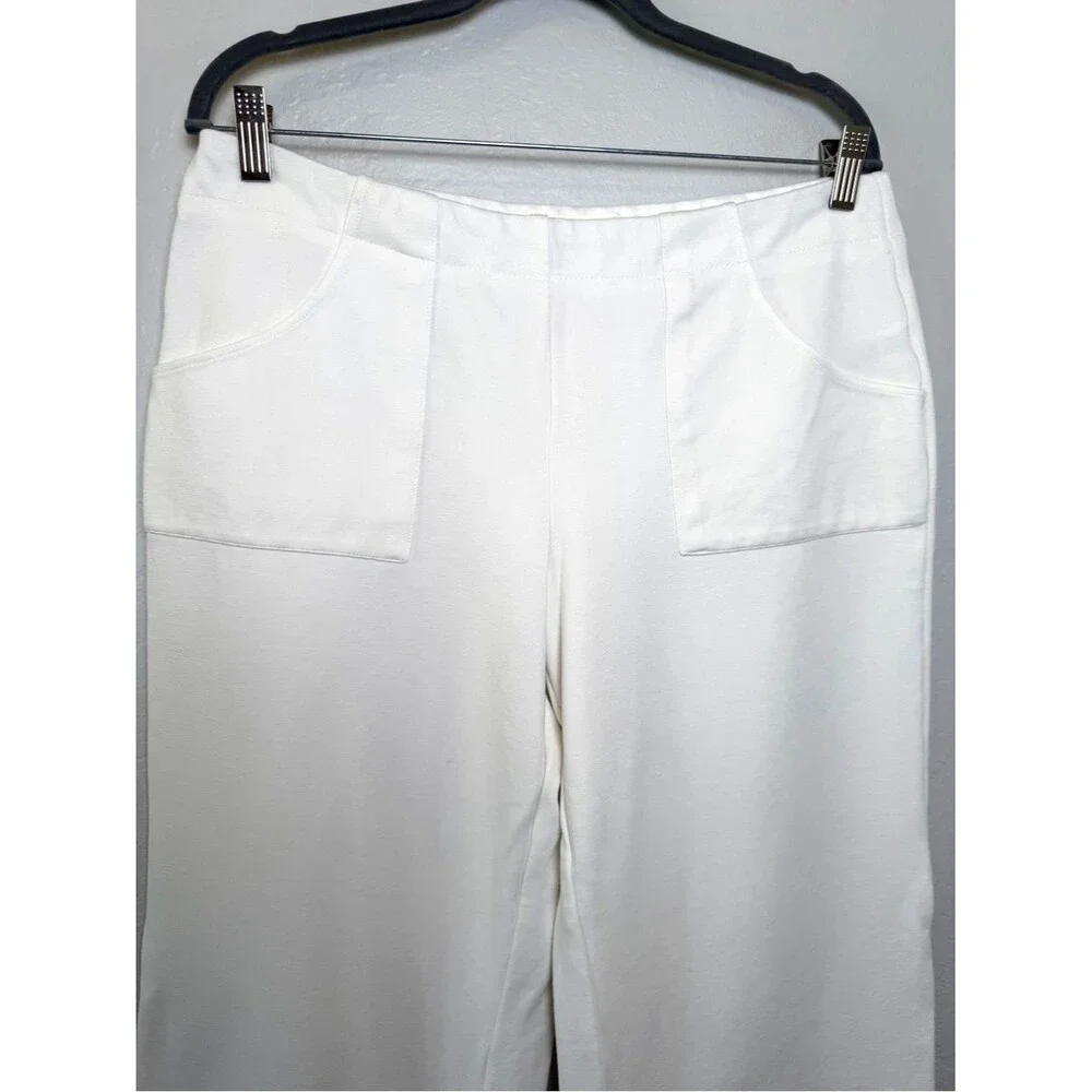 Haver + Blair Women's White Wide-Leg Pull-On Pants Large Patch Pockets